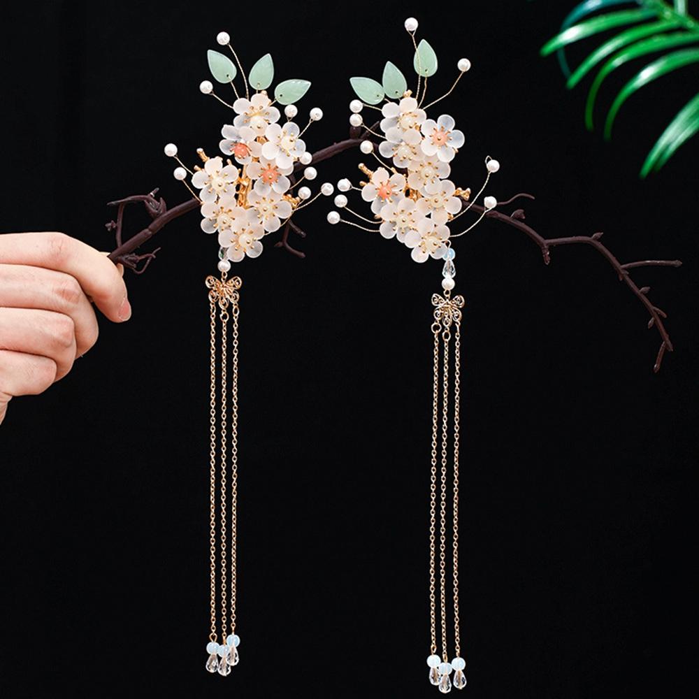 Для женщин старинные старинные ханьфу цветы головные уборы ручной работы палочки для волос длинные кисточки шпильки