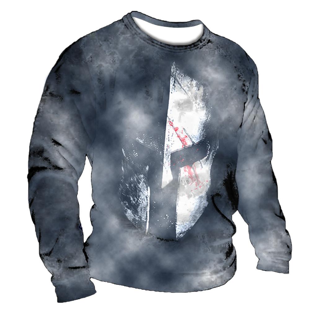 Винтажные футболки, мужская хлопковая футболка с длинными рукавами, крестоносец, рыцарь, графические топы, 5xl, футболка с 3d принтом, повседневная одежда большого размера с круглым вырезом