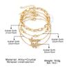 2023 Summer Butterfly Anklet Fashion Gold 5 Piece Ornament Luxury Women Sexy Beach Snake Pendant Crystal Diamond Anklet Accessory Gift Anklet Set Set