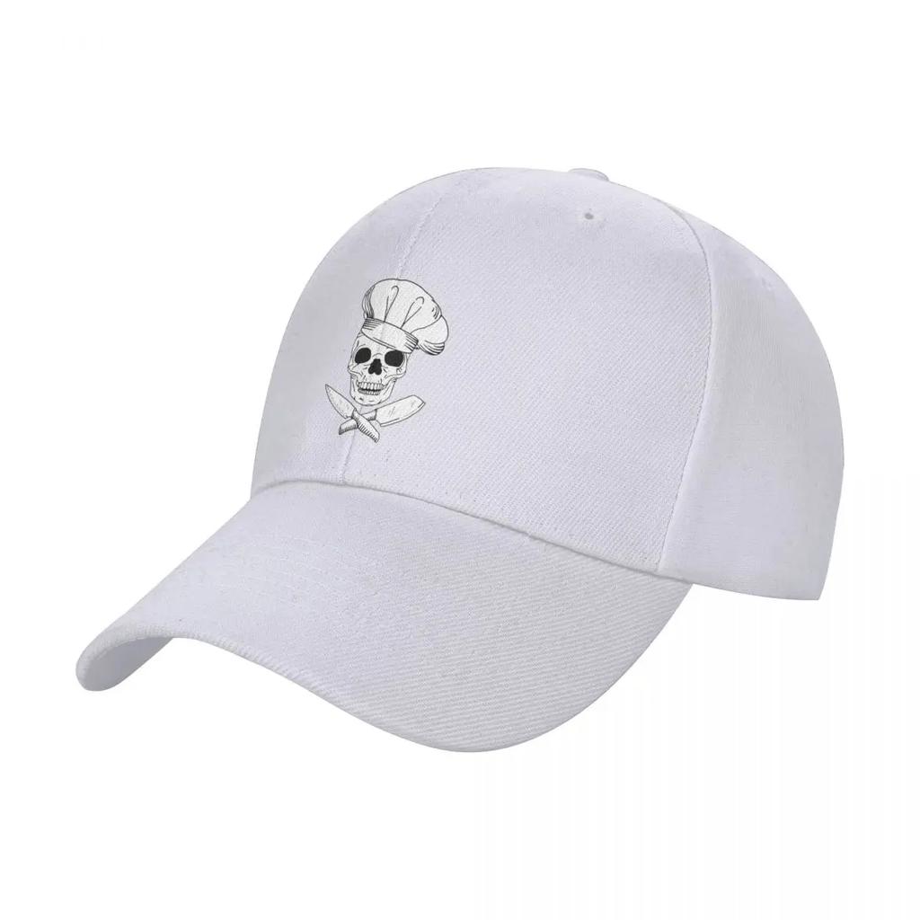 Skull Wearing Chef Hat and Crossed Kitchen Knives Baseball Cap summer hat beach hat designer cap black Women Caps Unisexs