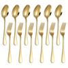 6/12PCS Stainless Steel Spoon And Fork Set Silver Gold Kitchen Household Tableware Set Food Grade Thick Teaspoon.