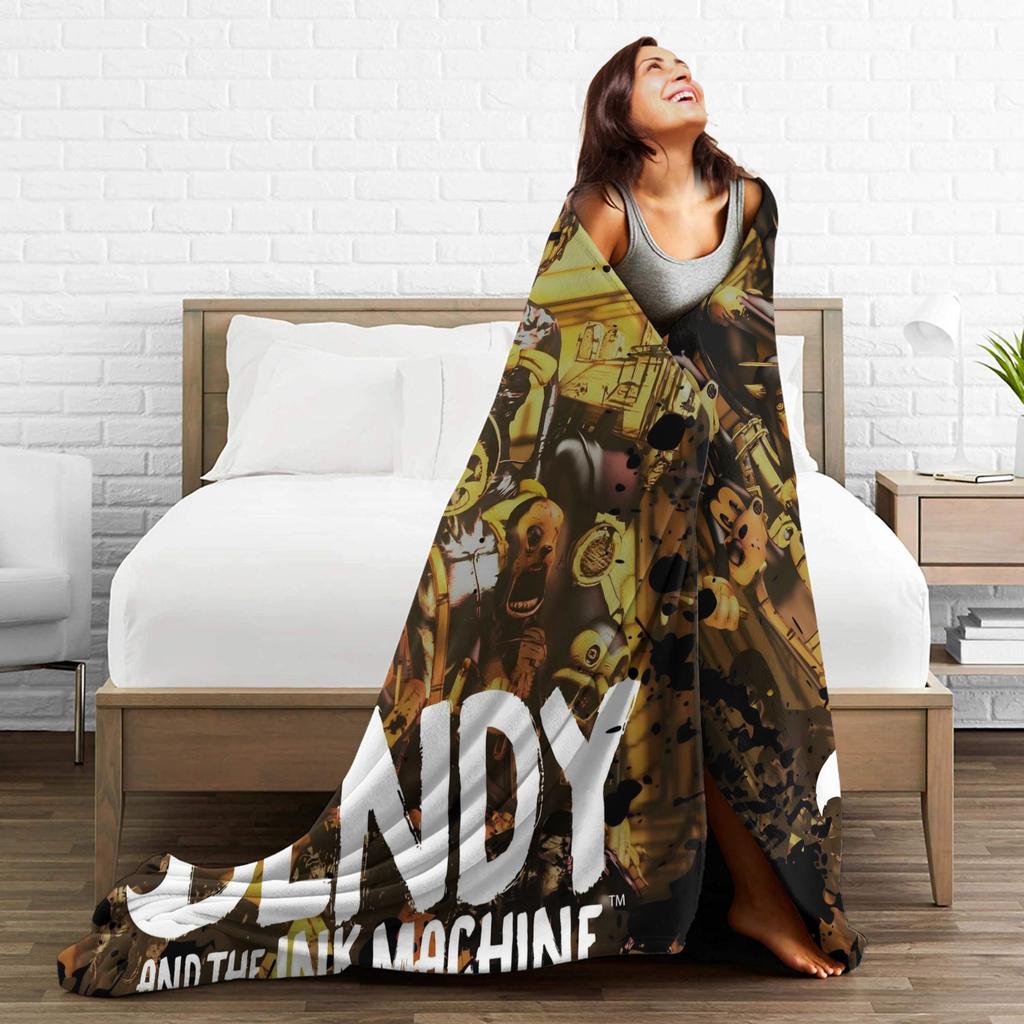Bendys Horror Game Inked Machines Fashion Blanket Puzzle Fuzzy Funny Warm Throw Fashion Blanket for Home Spring Autumn Couch