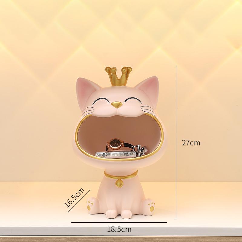 Статуэтка Счастливого Кота Скульптура Украшение Стола Миниатюрная Фигурка Коробка для Хранения Мелочей Современная Гостиная Письменный Стол Домашний Декор Подарок