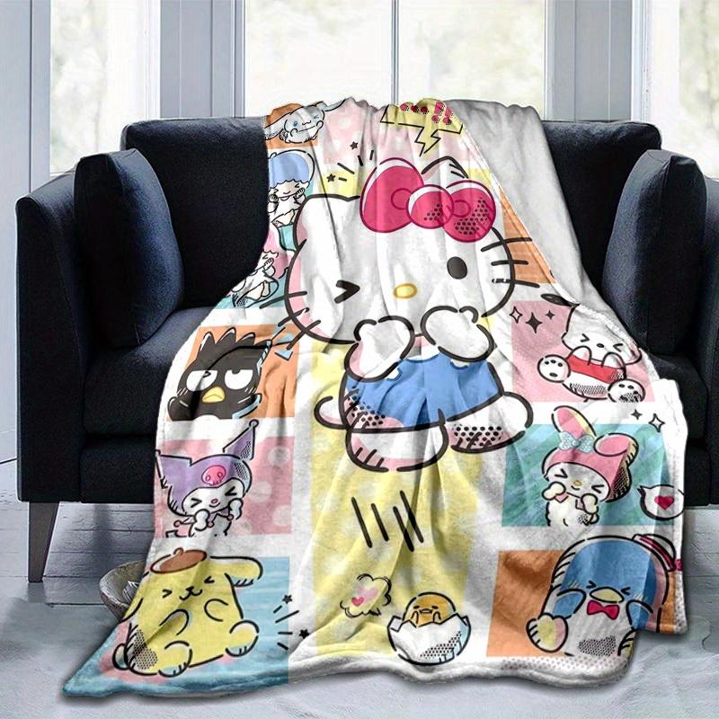 1 шт. Милое домашнее одеяло Sanrio с Хелло Китти и друзьями: Идеальный подарок для спальни, гостиной, в дорогу, для кемпинга, в машину, на пляж, для офисных перерывов, уютный