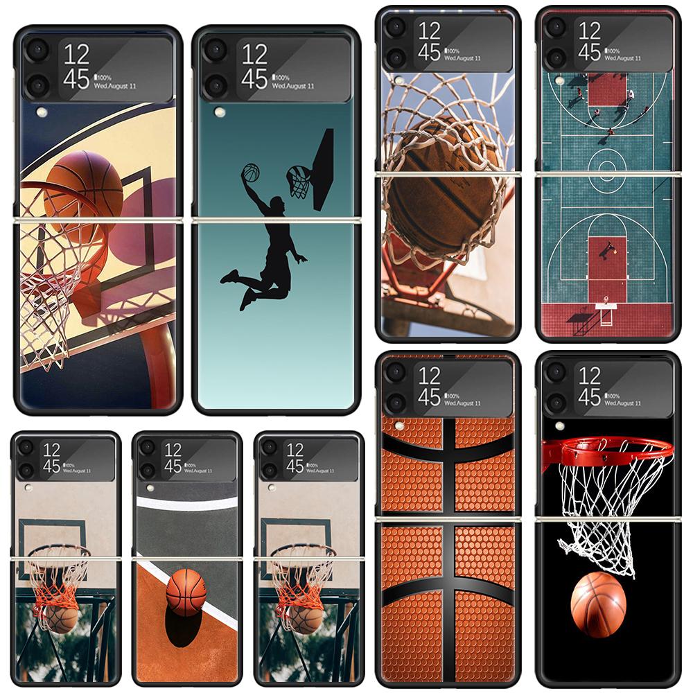 Basketball Basket Sports Phone Case For Samsung Galaxy Z Flip 7 Flip7 Zflip 6 Flip6 5 Flip5 4 Flip4 3 Flip3 5G Fundas Black Cove