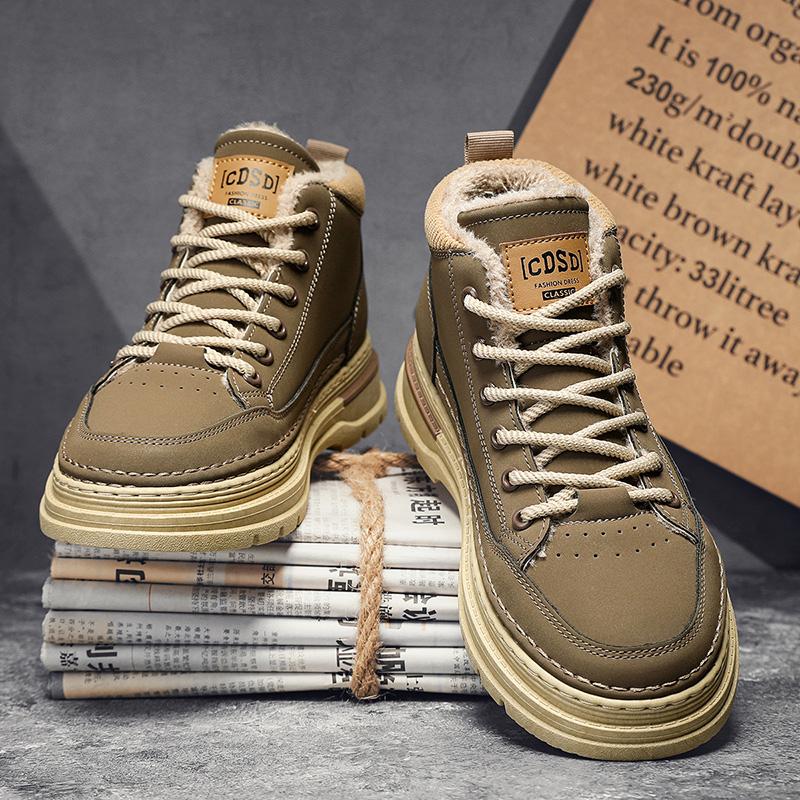 Британский стиль большой размер черный осень и зима легкие ботинки Martin короткие ботинки 45 высокие ботинки внутренний рост увеличение повседневные мужские средний помощь 46