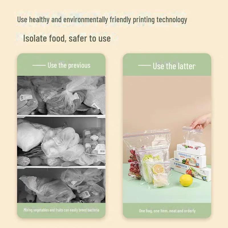 Food-Grade Sealed Ziplock Bag for Refrigerator Storage, Thick and Durable.