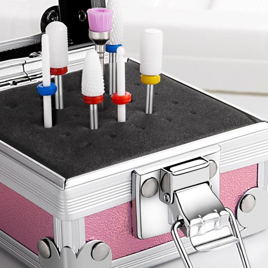 Подставка для маникюрных сверл Yousheng с прозрачным верхом, защитой от падений, защитной защелкой, 25 слотов, держатель для хранения кисточек для маникюрных сверл, принадлежности для маникюрного салона