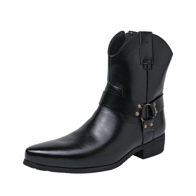 Luxury Brand Men's Autumn Pointed Side Zipper Comfortable Short Boots Fashionable Men's Comfortable Denim Boots High Top Boots