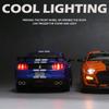 1:32 масштаба Ford Mustang Shelby GT500, литая под давлением модель автомобиля из сплава с откидной спинкой, звуком и светом, мини-симуляторы транспортных средств, игрушки для детей, бойфренда