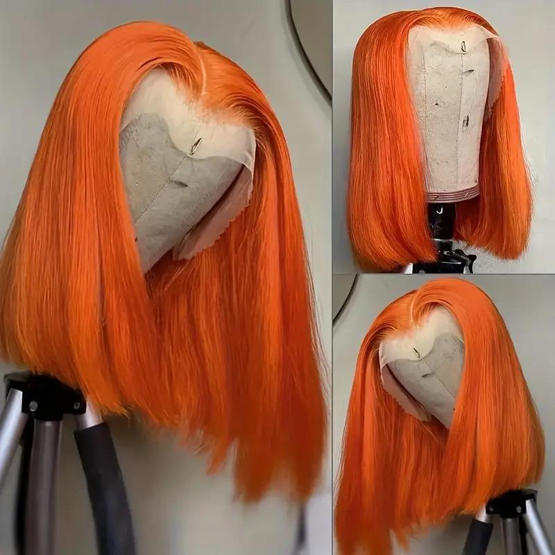 European and American wig female front lace wig red short hair inner buckle chemical fiber headgear Red lace wig