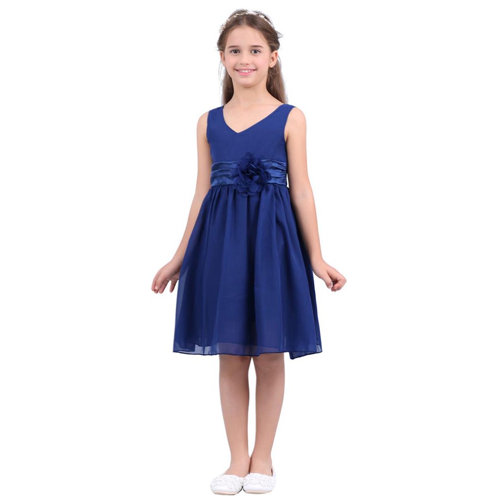 Kids Girls Ball Gown Prom Wedding Bridesmaid Chiffon Summer Party Dress