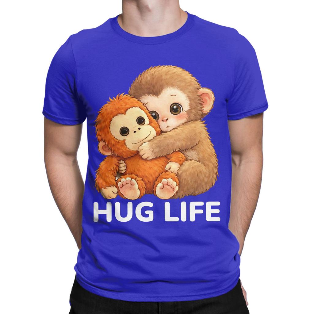 Classic Funny 100 Cotton Tshirt Cute Monkey Hugging Plush Tops Tees For Unisex