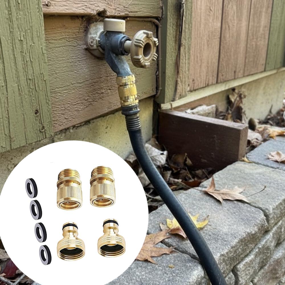 1 Set Brass Tap Nipple Connector Garden Hose Quick Connectors Leak-Proof Water Hose Fittings Garden Watering Tools