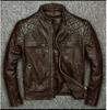 Genuine Motorcycle Brown Leather Jacket Men's Cafe Racer Biker Leather Jacket