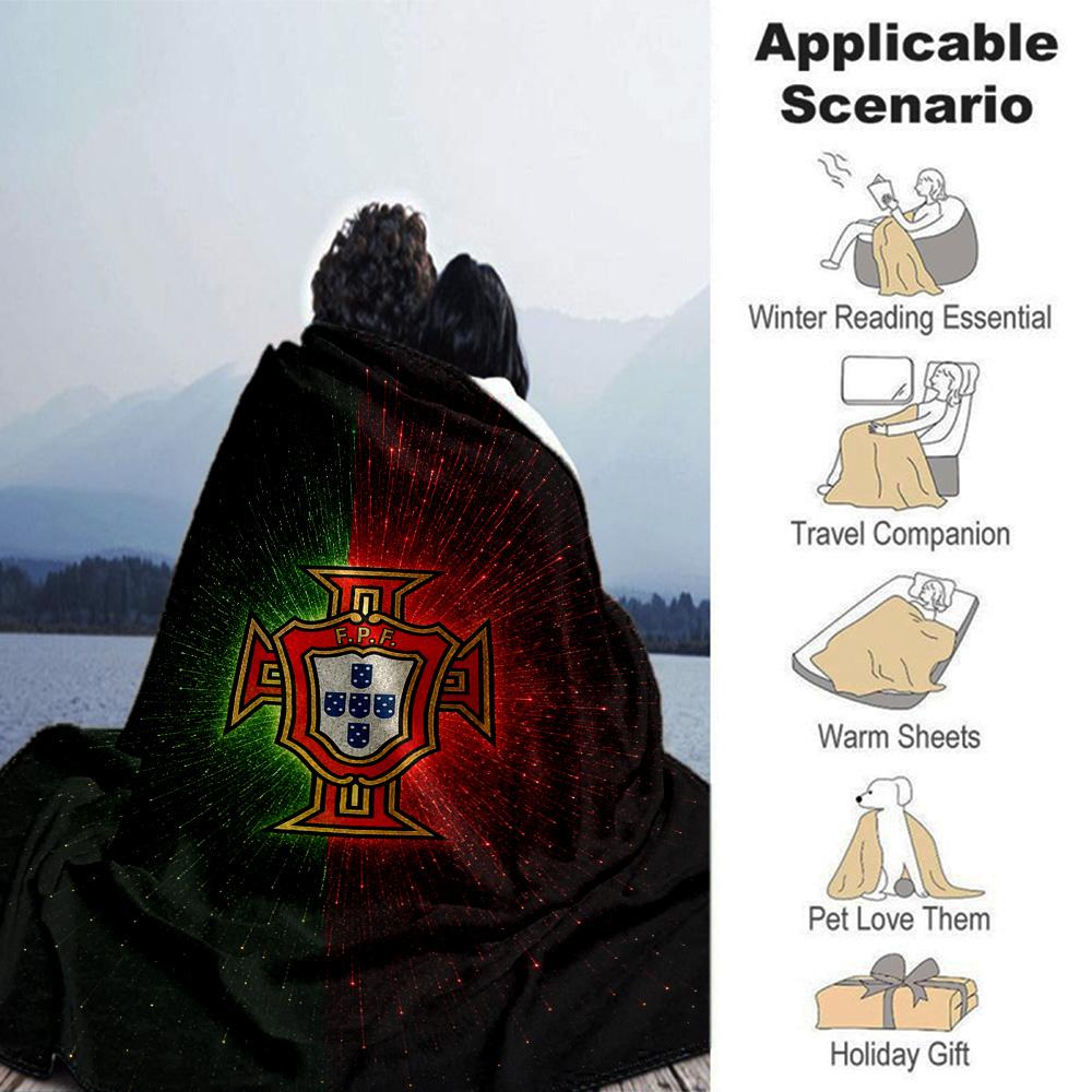Portugal Football Print Flannel Blanket High Quality Warm Comfortable Cover for All Seasons Perfect for Gifts Home Decor