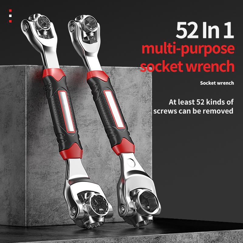 52 In 1 Tools Socket Works Universal Ratchet Spline Bolts Sleeve Rotation Hand Tools 360 Degree Multipurpose Tiger Wrench