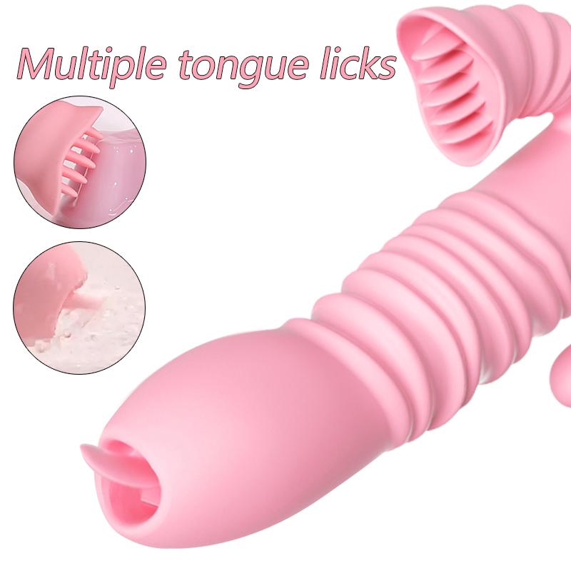 Вибратор с подогревом, телескопический фаллоимитатор, лизание языка, вагинальный массаж, стимуляция женского клитора, мастурбация, вибрация, секс-игрушка для взрослых