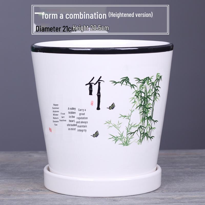 2025 Большой керамический цветочный горшок с поддоном для балкона и гостиной - Орхидея и Суккуленты в стиле альбома