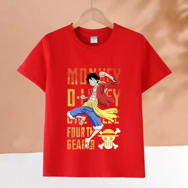 One Piece Luffy Kids Cotton TShirt Adult Boys Girls Family Matching Casual Tee Cute Anime Monkey D Luffy Print Summer Tops