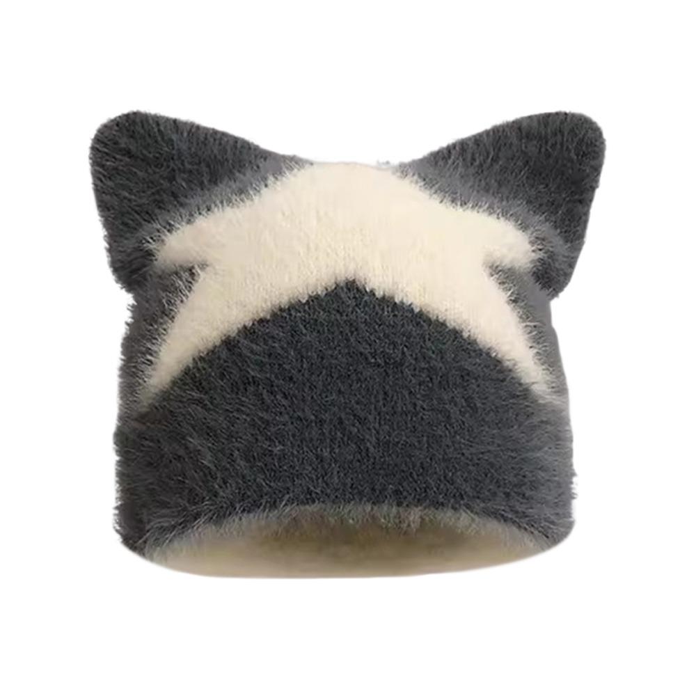 Butterfly Five Pointed Star Cat's Ears Hats Thickened Winter Autumn Pullover Hat Men Women