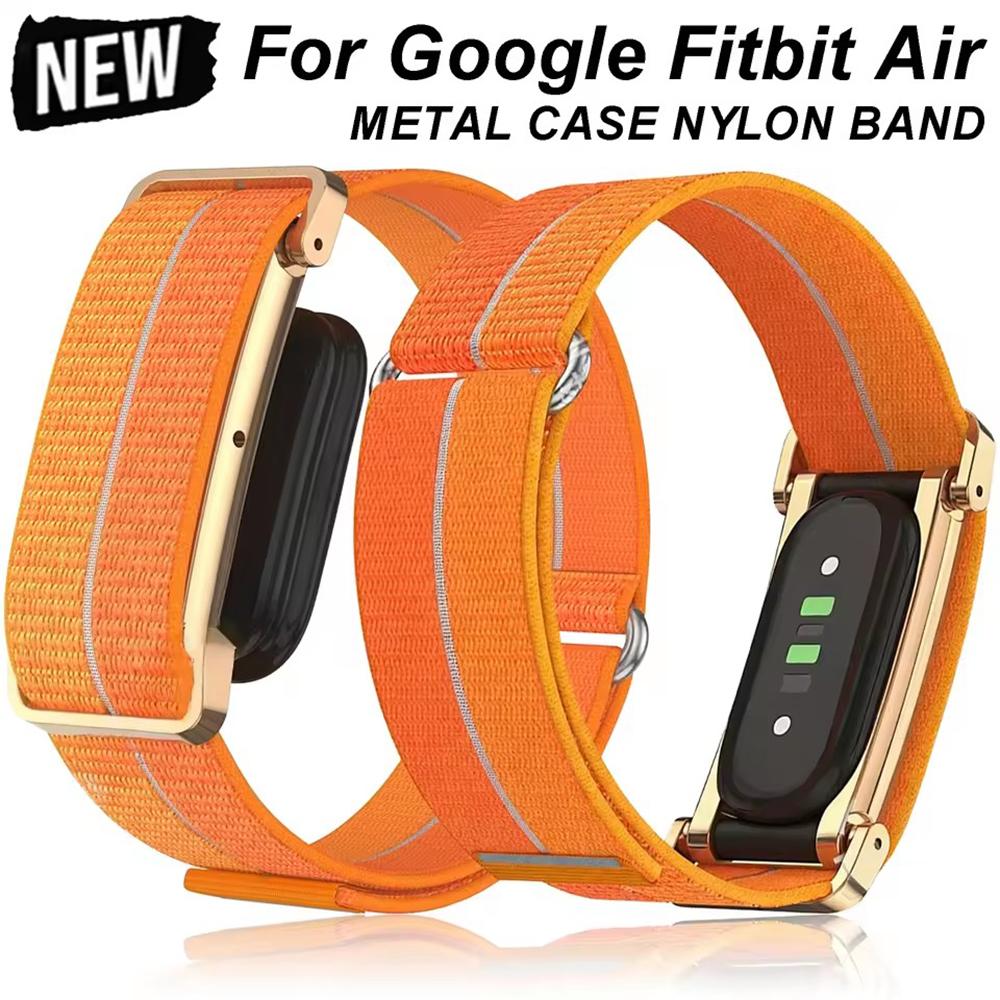 Advanced For Google Fitbit Air Nylon Watch Strap Metal Protective Case Ultra Thin Breathable Replacement Wrist Band