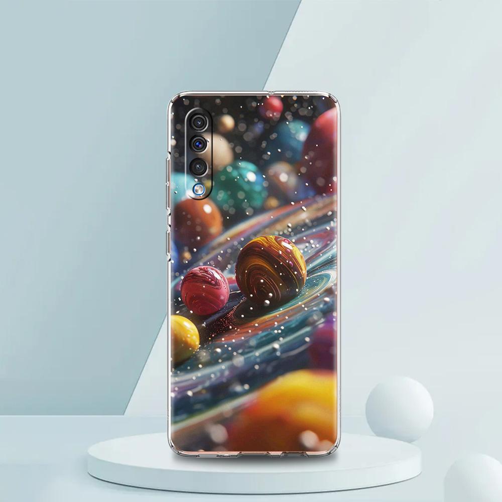 Прозрачный чехол для телефона Samsung Galaxy A16 A14 A12 A22 A24 A42 A02 A03S A06 A20 A30 A40 Мягкий TPU чехол Мультяшный узор Планета