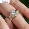Noble Luxury Gold Color Elegant Flower Zirconia Ring for Women Girl Charm Engagement Fashion Jewelry Size 6-10
