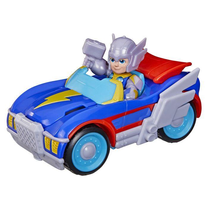 Figurine Thor de 7,5 cm et véhicule Foudremobile, Jouets de Super-héros, dès 3 ans, Iron Man et Ses Amis Extraordinaires Marvel