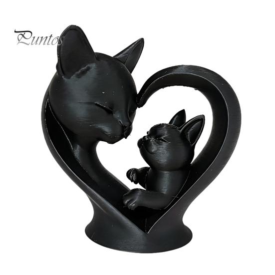 Милая кошка, домашний декор, фигурка матери и ребенка, 3D-печатная скульптура сердца для декора стола, статуэтка с гладкой поверхностью, современное искусство, гостиная, кабинет,