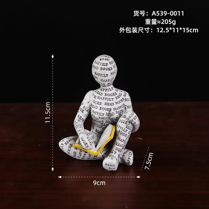 Reading Statue Man Reading Book Statue Resin Aesthetic Abstract Modern Sculptures for Coffee Table Tabletop Library Accessories