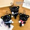 Cartoon Black Cat Plush Doll Keychain Soft Stuffed Lovely School Bag Pendant Decoration Gifts