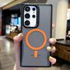 Двухцветный матовый чехол для Samsung Galaxy S25 S24 S23 S22 Ultra с поддержкой магнитной беспроводной зарядки, противоскользящий, матовый, Magsafe