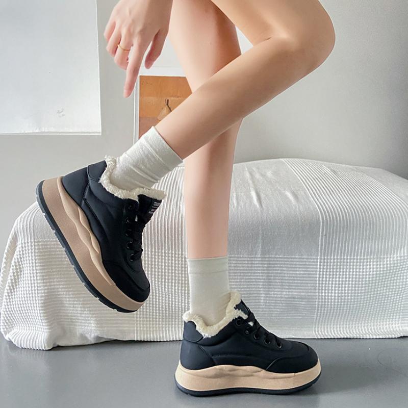 Модные зимние теплые хлопковые туфли для женщин 2024 года, новые плюшевые высокие повседневные туфли из хлопка на толстой подошве Zapatillas De Deporte Trafza