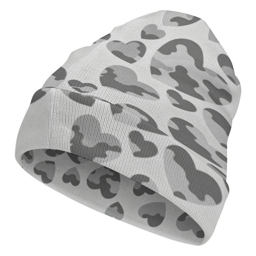 Factory Best Sale Custom Teal Heart Camo Print Cuffed Knit Beanie Men Women Winter Warm Outdoor Skull Cap for Wear