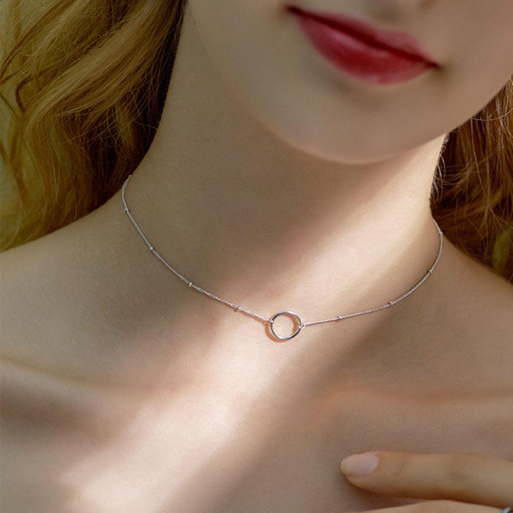 Круглое ожерелье из стерлингового серебра 925 пробы с подвеской в виде ключицы, элегантное женское ювелирное изделие