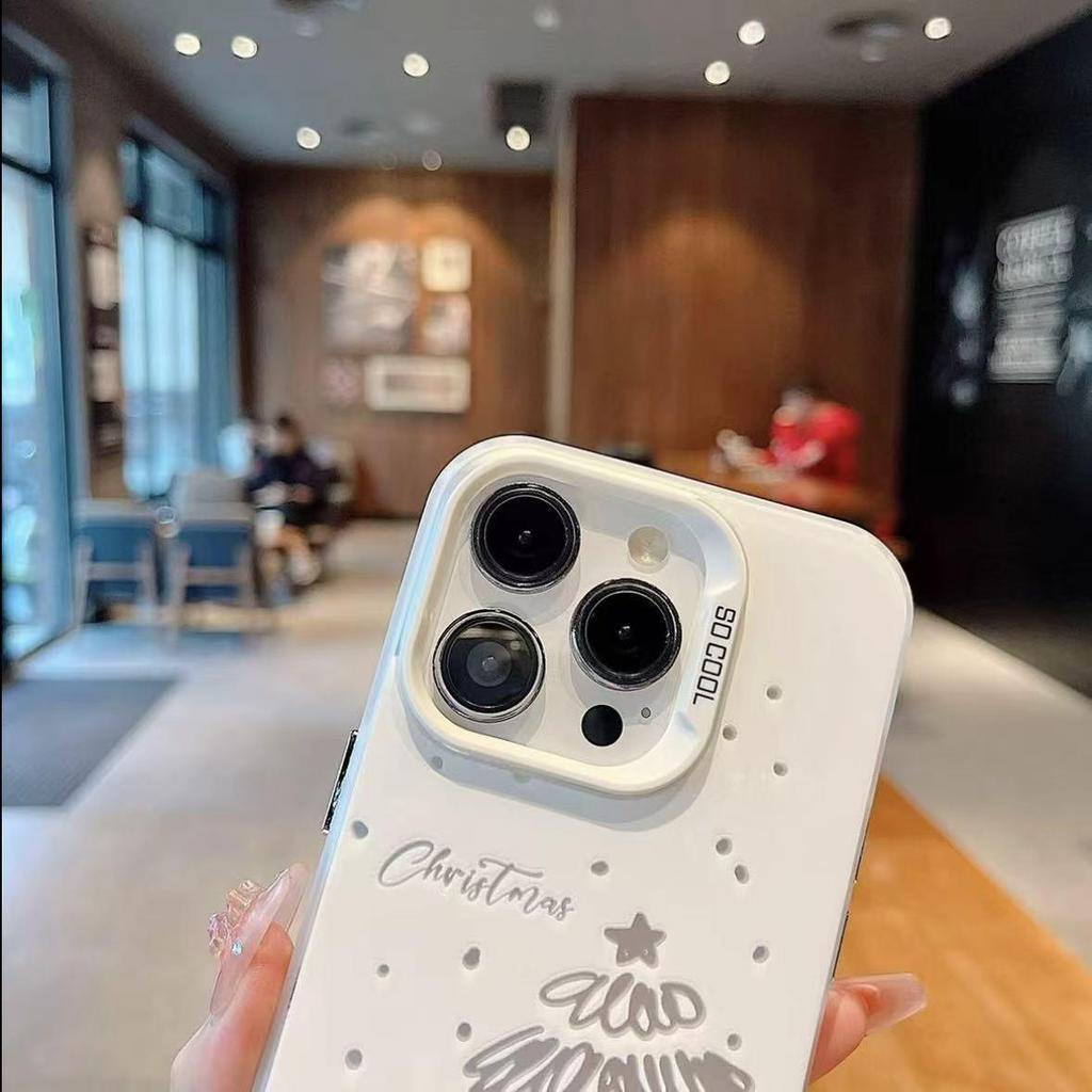 Christmas Line Drawing Phone Case for OPPO Find X9, A96, Realme 15, V28 - Silver Matte