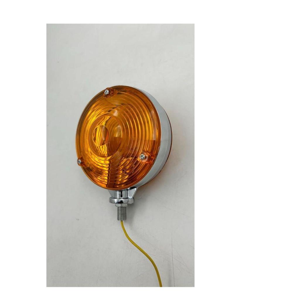 2Pcs 4" Round Double Face Turn Signal Lights with 12V Bulbs | Chrome Amber Pedestal Marker Lights | Dual Face Side Marker, Stop, Turn, Tail