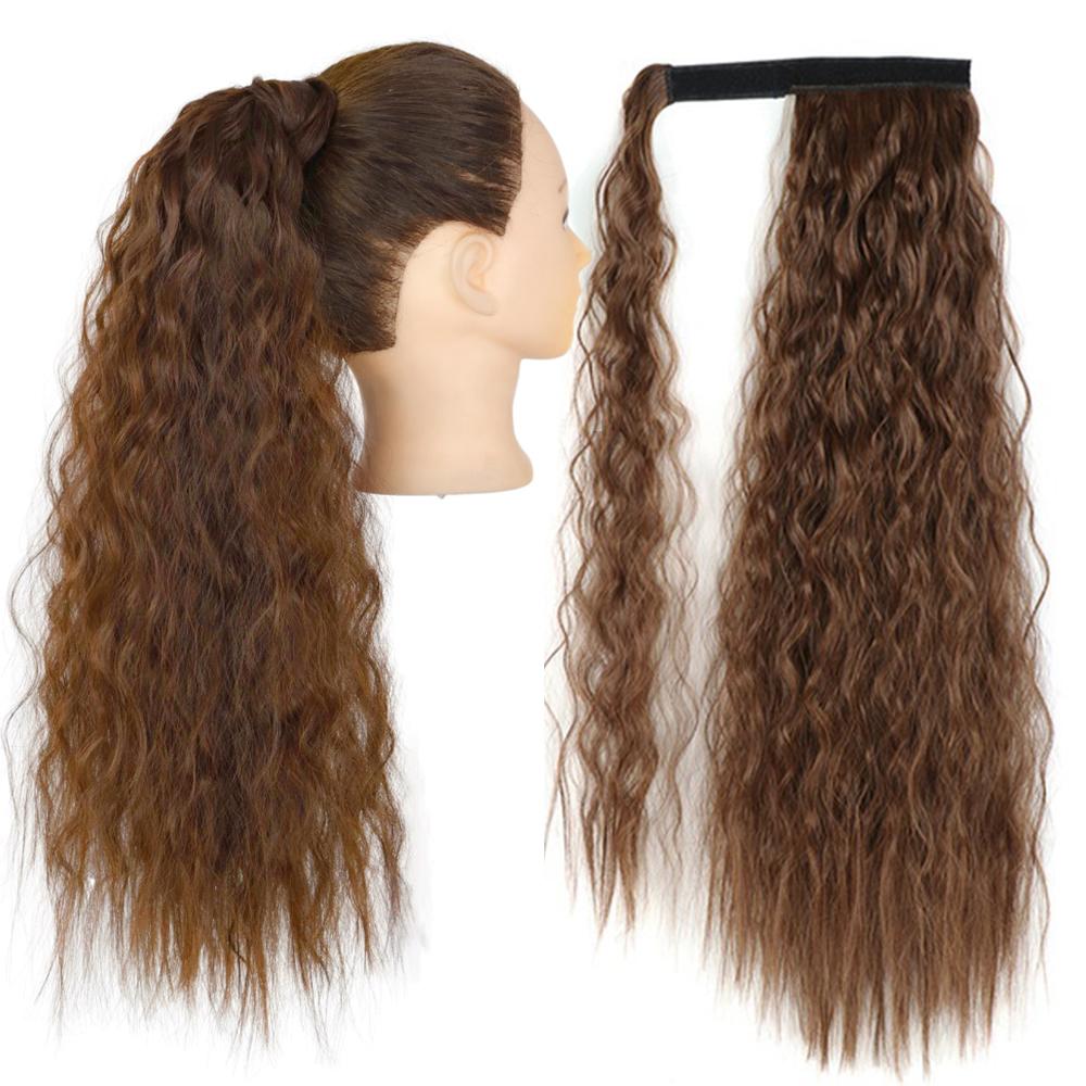 MISS WIG Synthetic Long Straight Hair Extension Wrap Around Clip In Heat Resistant Fiber Ponytail Natural Pony Tail for Women