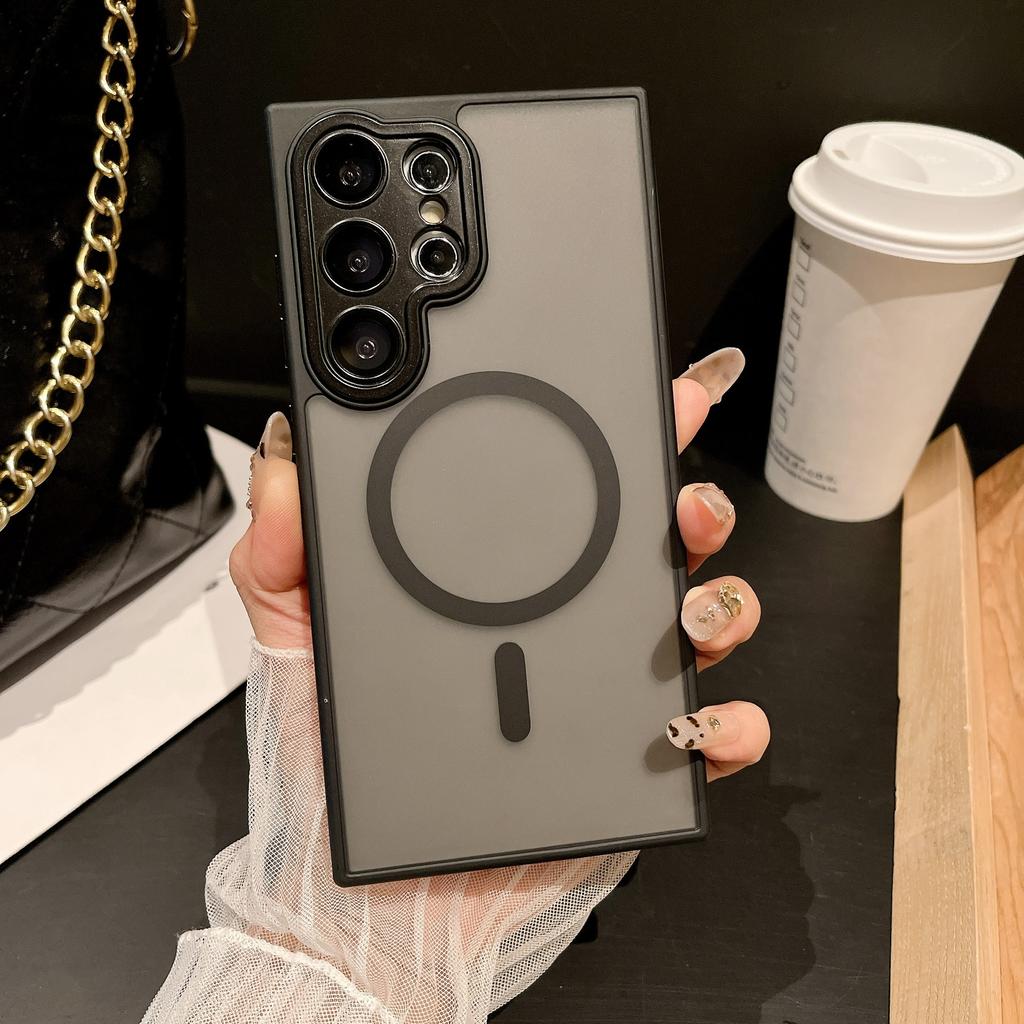 Suitable for Samsung S25ultra Skin Sensitive Magnetic Suction Mobile Phone Case S24plus Matte S23 Lens Film Full Inclusive Protective Case