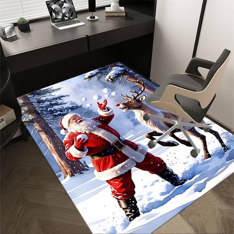 1pc Santa Claus Snowballs Carpet Office Rug Outdoor Mat Home Decor Area Carpet Festival Gift Office desk chair carpet