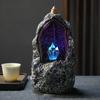 1pc Creative Fantasy Crystal Cave LED Ornaments Backflow Incense Burner Waterfall Incense Cones Censer Tea Pet Home Decoration