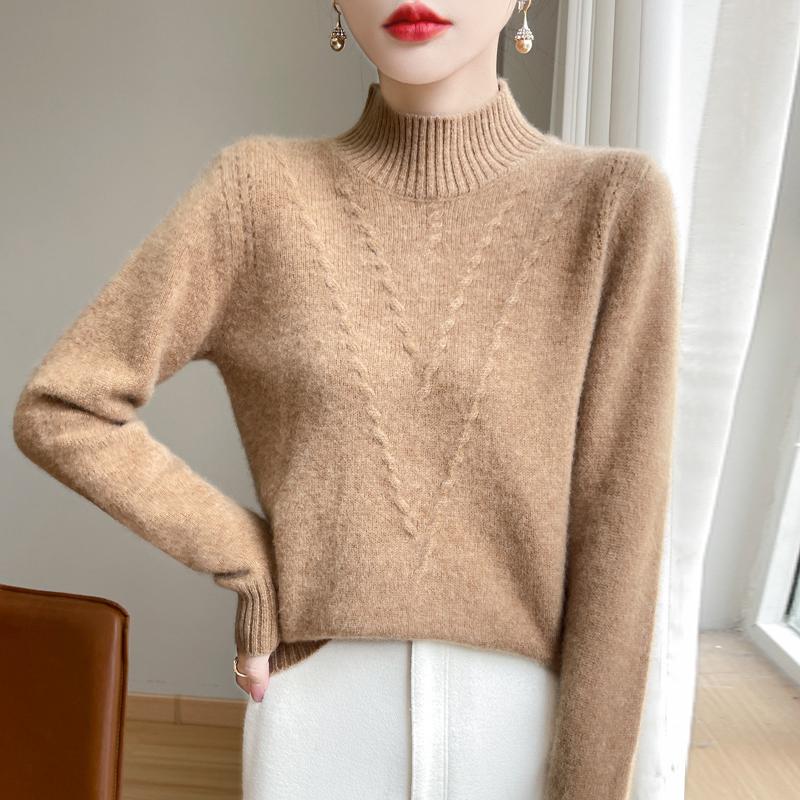 Женский кашемировый свитер Qinghe Cashmere 30% кашемир 70% шерсть Осень и Зима Кашемировый плотный пуловер Мягкий и теплый