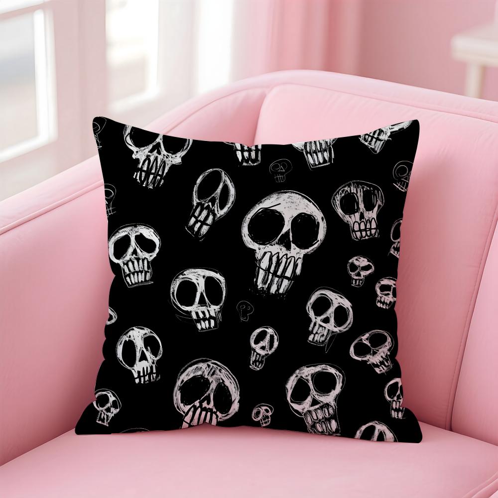 Gothic Skull Gothic Creepy Bloodcurdling Cushion Cover Pillow Case Soft Skin Friendly Fabric Concealed Zipper