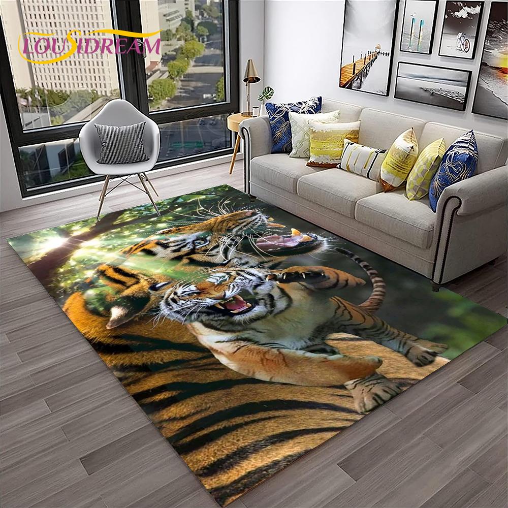 3D мультфильм Dream Tiger Animal Beast Ковер Ковер для дома Гостиная Спальня Диван Коврик Декор, Детский коврик Нескользящий напольный коврик
