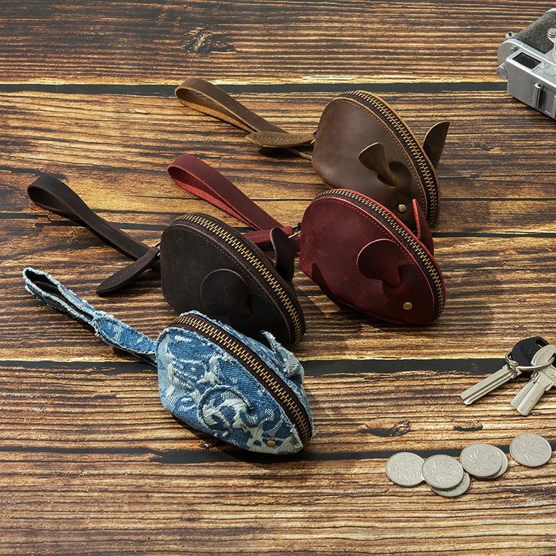 Кошелек для монет из натуральной кожи, мультяшный чехол для ключей, многофункциональная ручная сумка для хранения, маленький кошелек