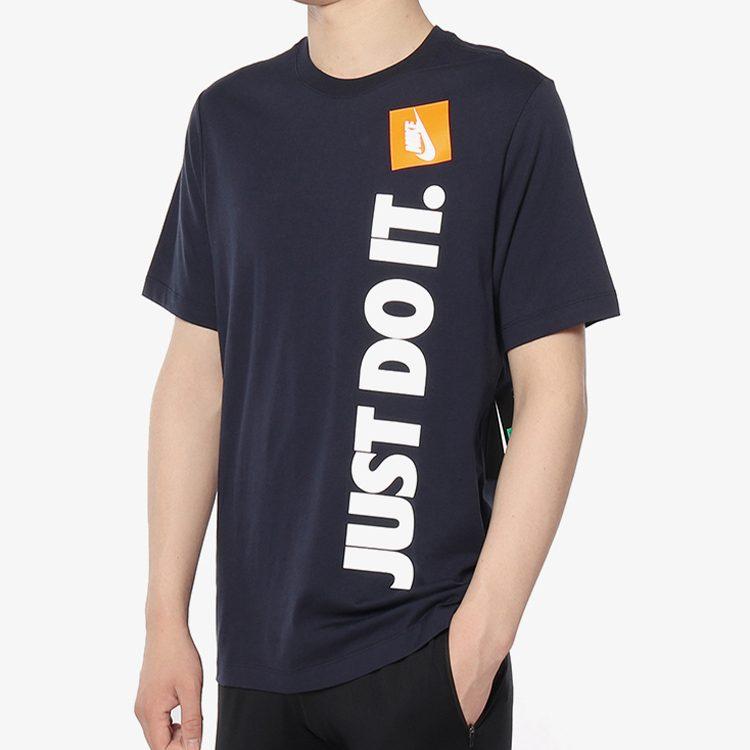 Nike T Shirts Men's Dark Blue Crew Neck Moderate Straight Fit AV9987-451