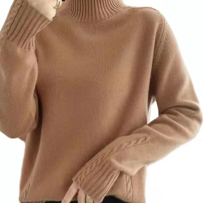 Осень-зима, полувысокий воротник, свитера, женские, модные, с длинным рукавом, повседневные, теплые, вязаные, женские, элегантные, однотонные, тонкие джемперы 25397