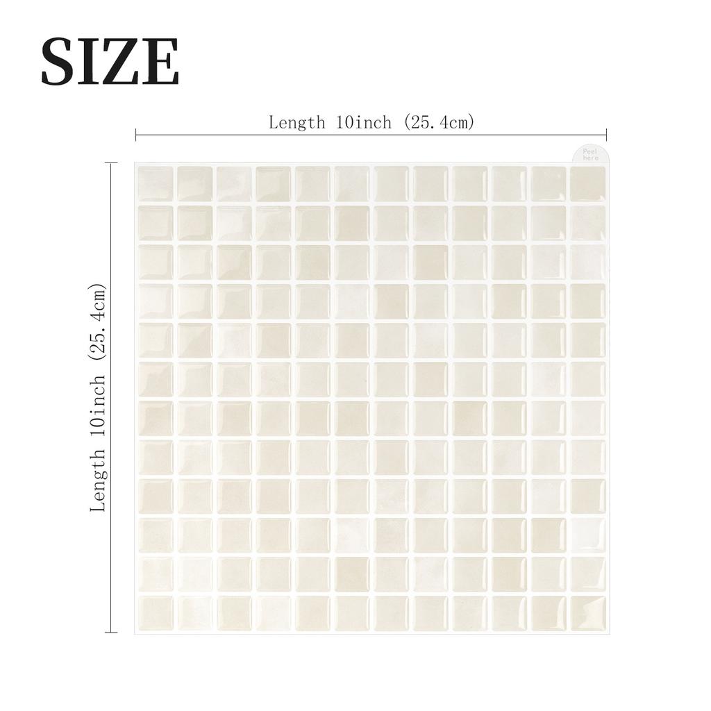 10x10 дюймов x 10 шт. 3D мозаичные виниловые плитки для фартука, самоклеящиеся, отклеивающиеся наклейки-плитка "под метро" для наклеивания на настенную плитку