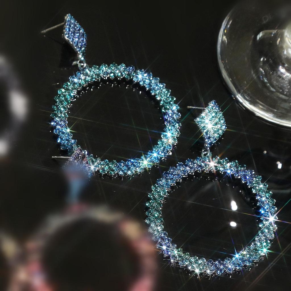 Крупные серьги-кольца со звездами из горного хрусталя и бриллиантов для женщин